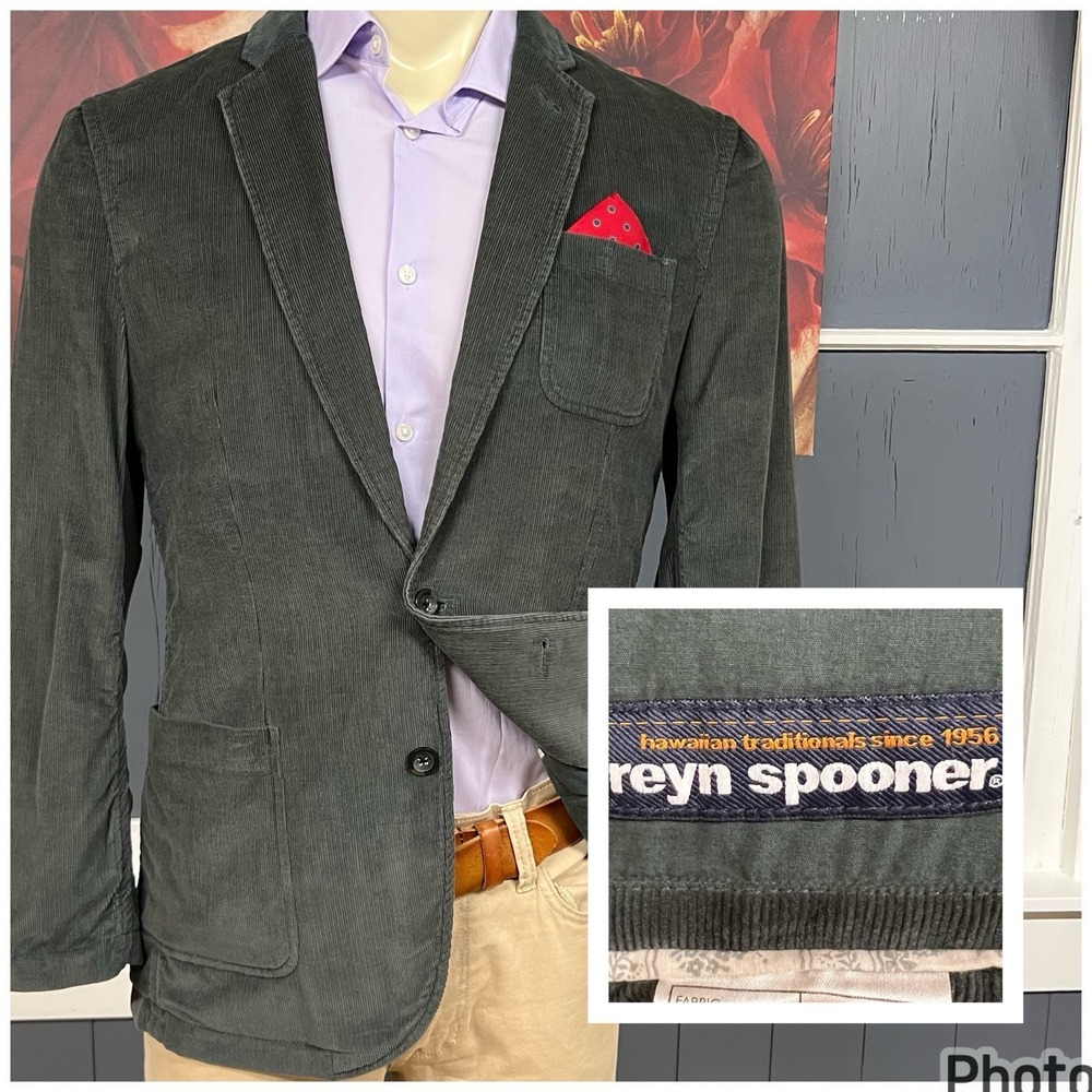 Reyn Spooner Corduroy Uptown Blazer Jacket Sport Coat Mens Sz Medium (40R) Green